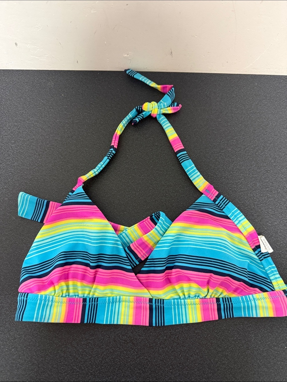 GAP Striped Halter Bikini Top - Blue, Pink & Yellow 2014
